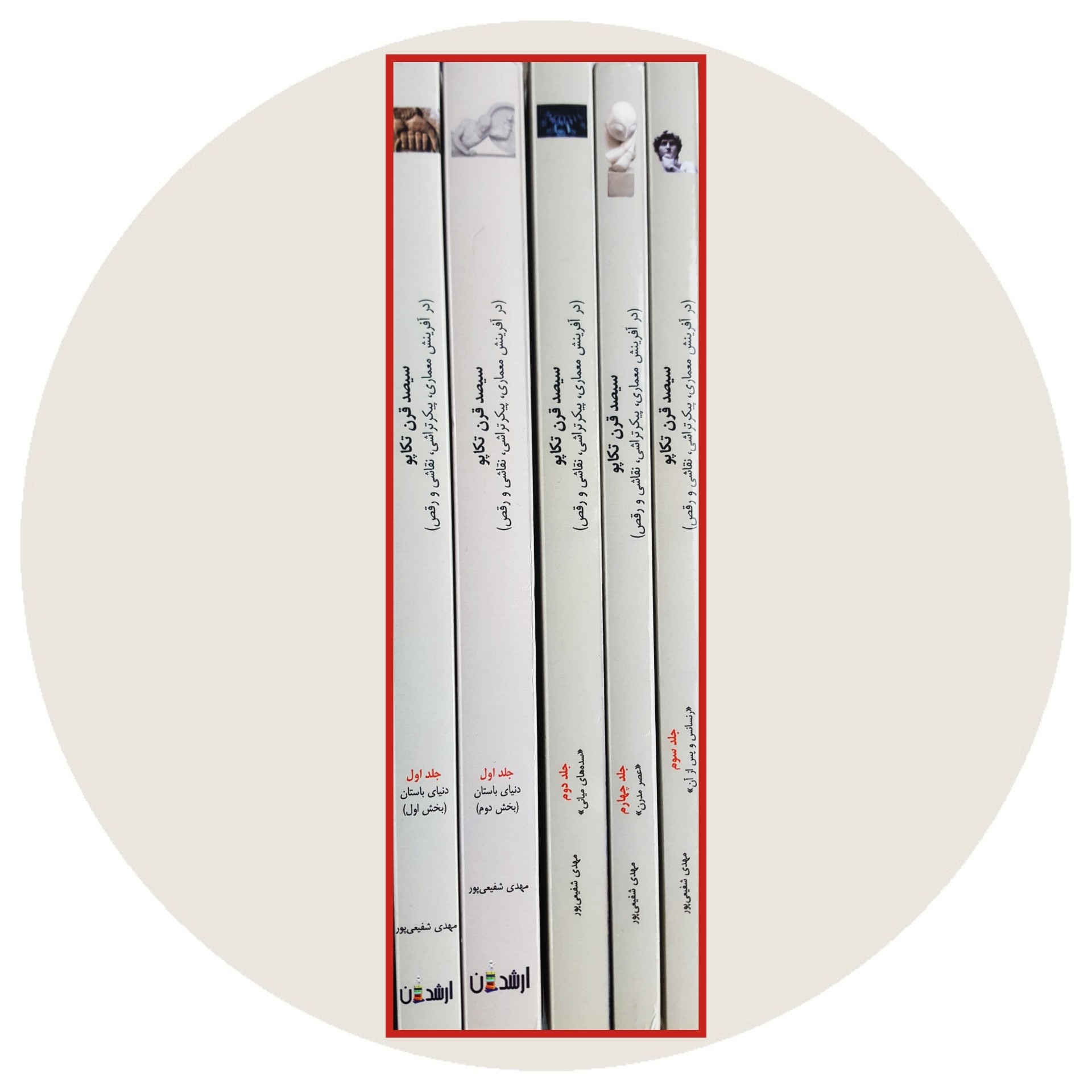 کتاب 300 قرن تکاپو در آفرینش معماری پیکرتراشی نقاشی و رقص ( پنج جلد ) - خرید با تخفیف چهل درصد از کتاب دایره قهوه ای -