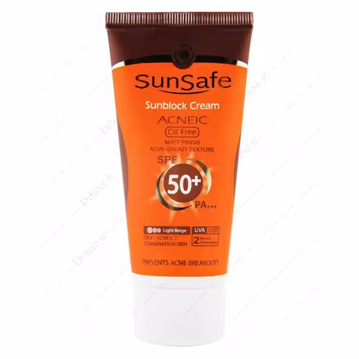 کرم ضد آفتاب SPF50 فاقد چربی بژ روشن سان سیف