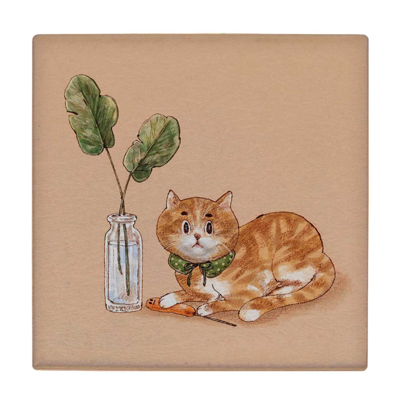 کاشی کارنیلا مدل گربه و گلدان کد wkk5036