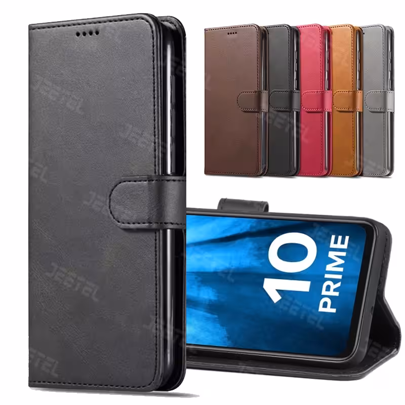 کیف چرمی Xiaomi Redmi 10 / 10 Prime مدل لپ تاپی جاکارتی دار (محافظ لنزدار)