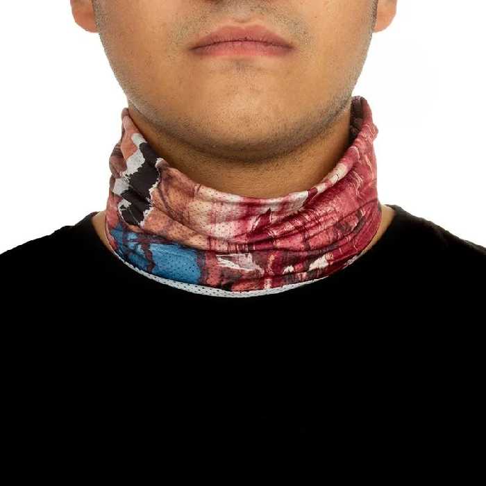 دستمال سر و گردن کوهنوردی اسکارف تابستانی طرحدار سوزنی هد گیر BRS ABS | زرشکی/کرم