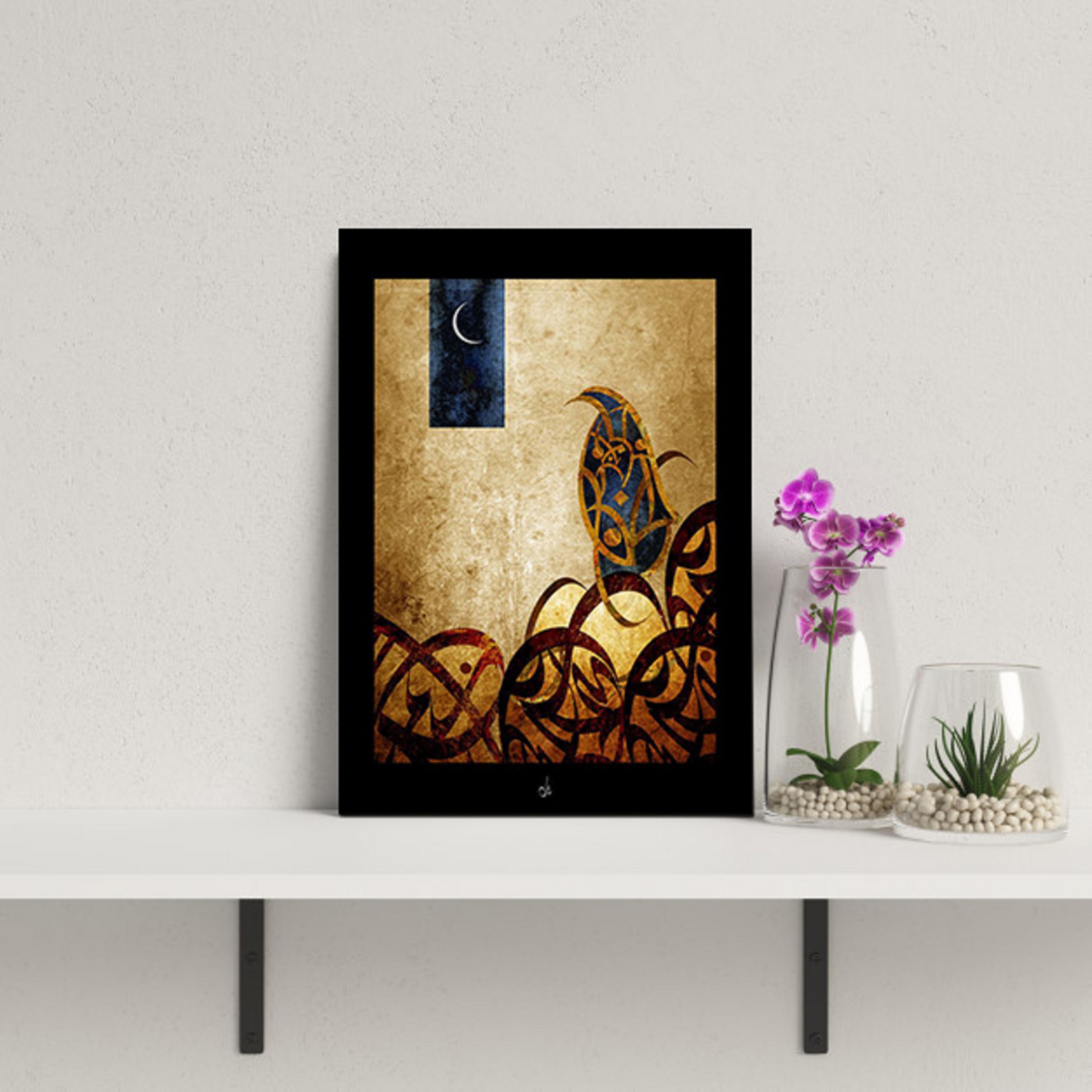 تابلو شاسی گلاک سبک کالیگرافی طرح پرنده کد FART3