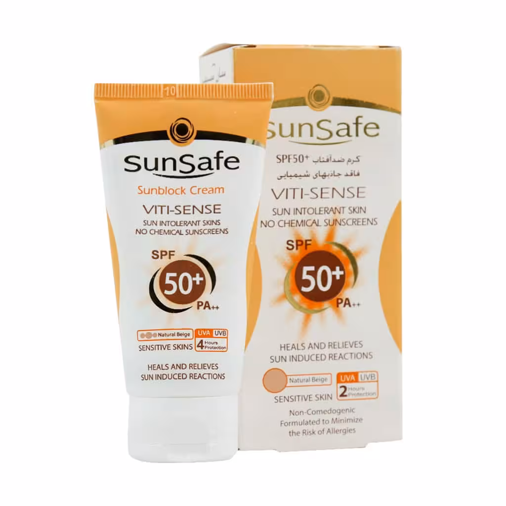 کرم ضد آفتاب رنگی سان سیف SPF50 فاقد جاذب های شیمیایی مناسب پوست حساس 50 میلی لیتر