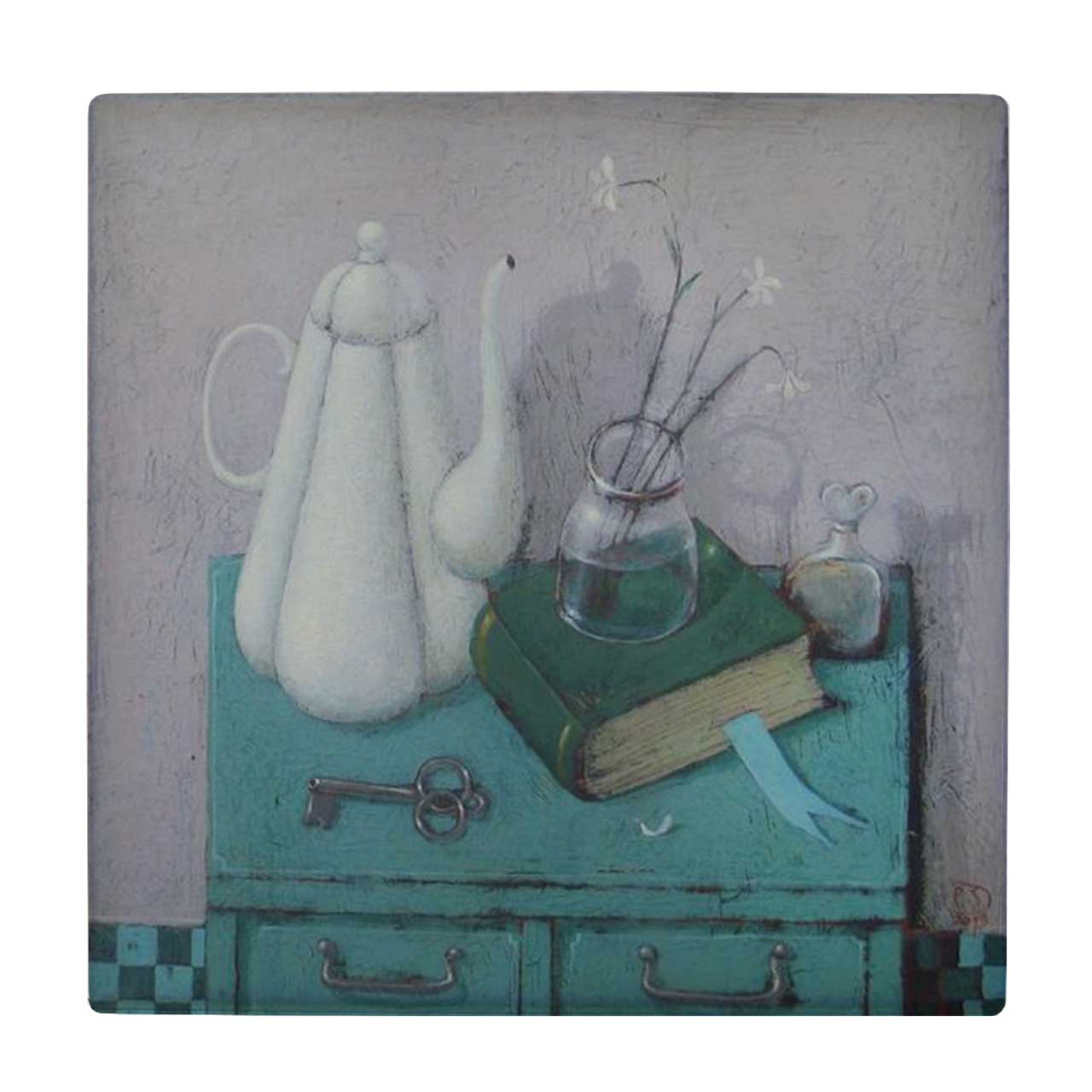  زیر لیوانی  طرح قوری و کتاب روی میز چوبی کد    6289005_5867