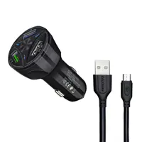 شارژر فندکی کلومن مدل KC - C110 به همراه کابل تبدیل MICROUSB