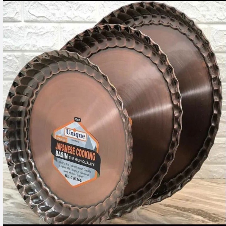 سینی سه سایز کنگره  رنگ مسی