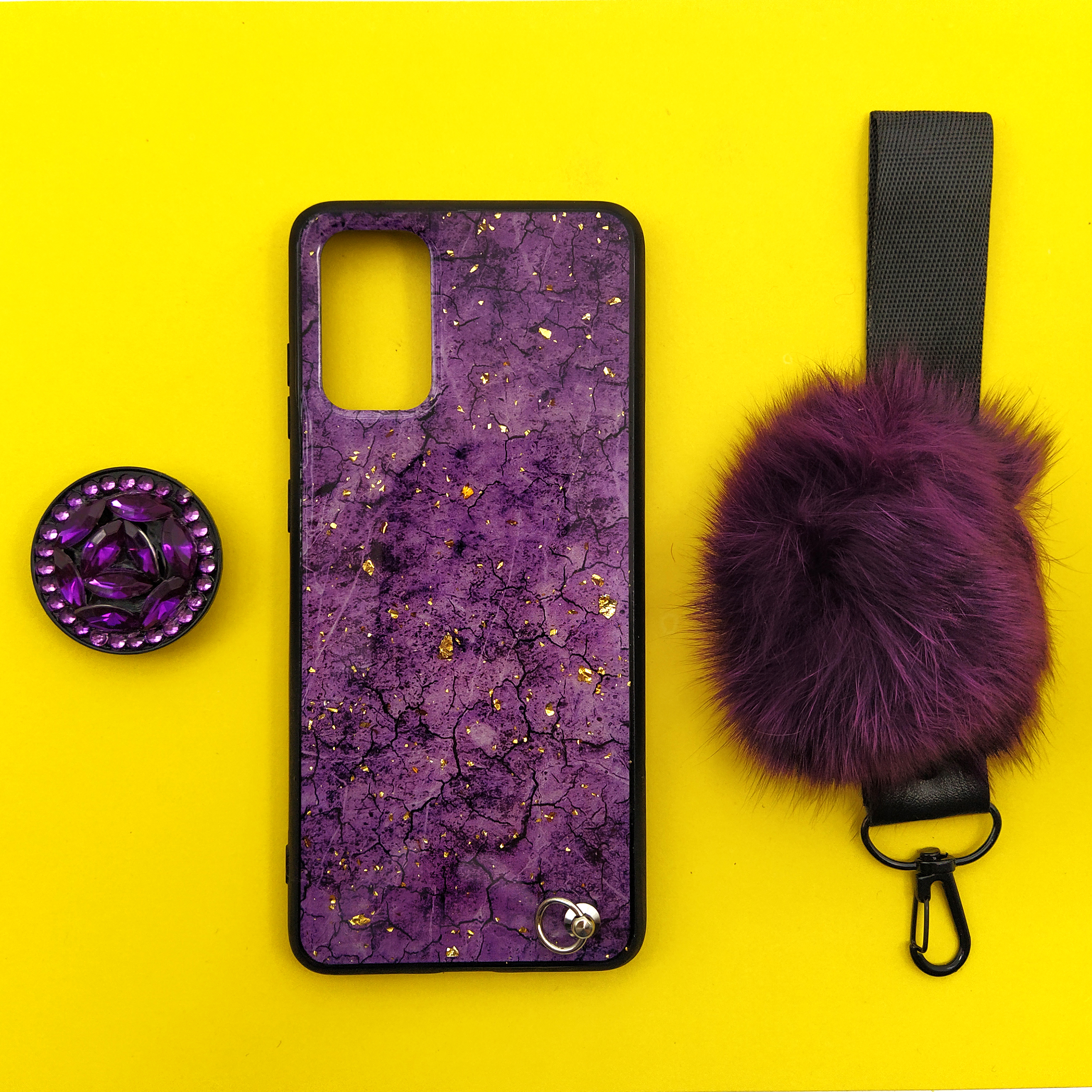 کاور مدل پام پام کد 04 مناسب برای گوشی موبایل سامسونگ Galaxy S20 به همراه بند و پایه نگهدارنده