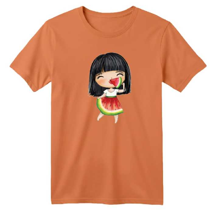 تی شرت آستین کوتاه بچگانه مدل دخترک یلدایی کد  10 رنگ گلبهی