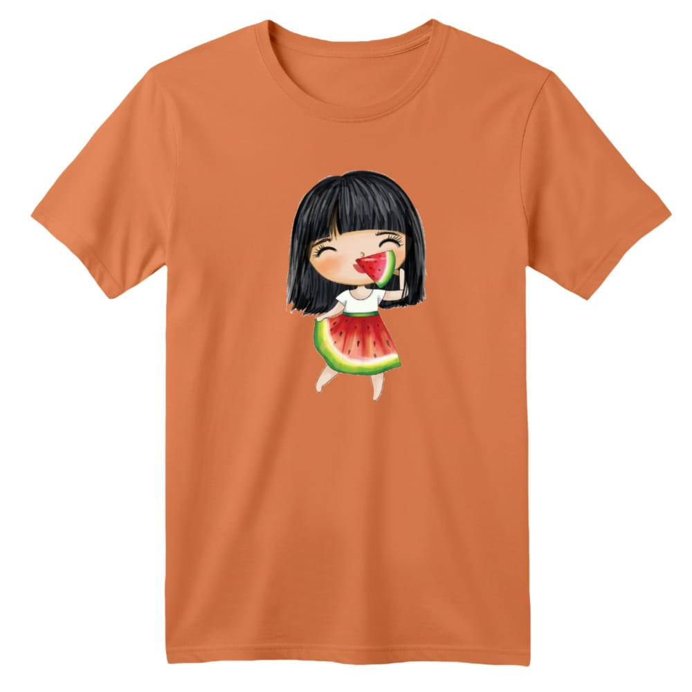 تی شرت آستین کوتاه بچگانه مدل دخترک یلدایی کد  10 رنگ گلبهی