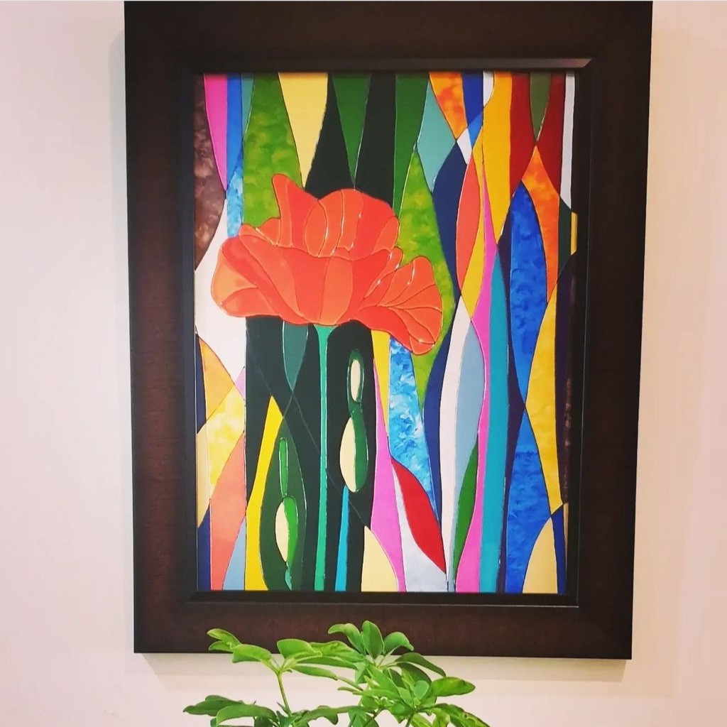 تابلو ویترای طرح گل شقایق