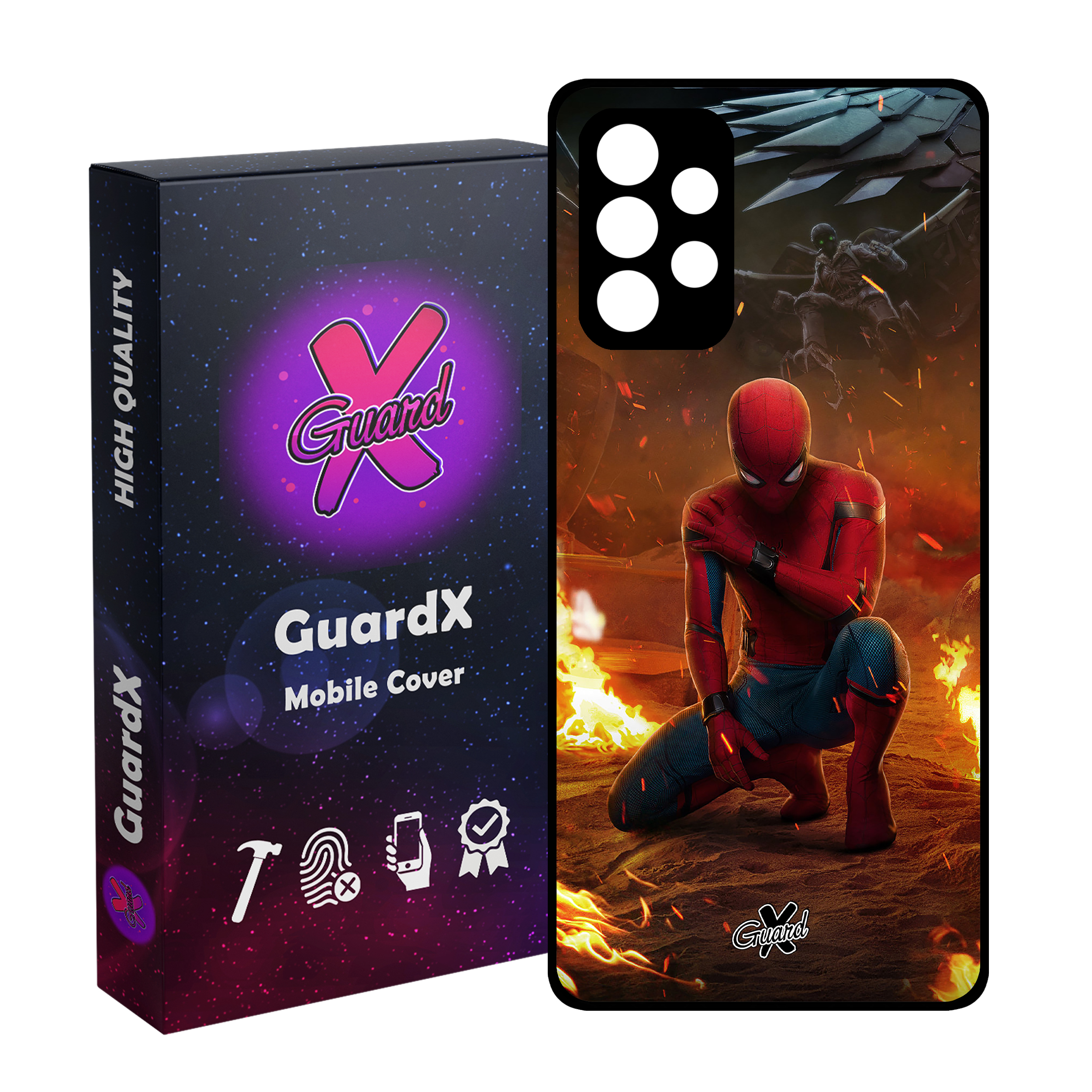 کاور گارد ایکس طرح Spider Man مدل Glass10098 مناسب برای گوشی موبایل سامسونگ Galaxy A52