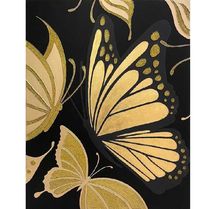 تابلو نقاشی ورق طلا طرح پروانه کد 0101