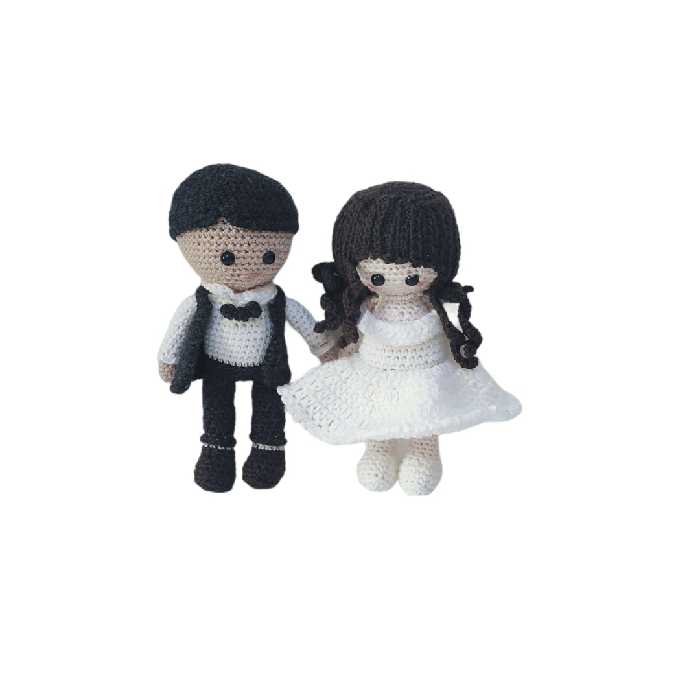 عروسک بافتنی مدل عروس و داماد مجموعه دو عددی
