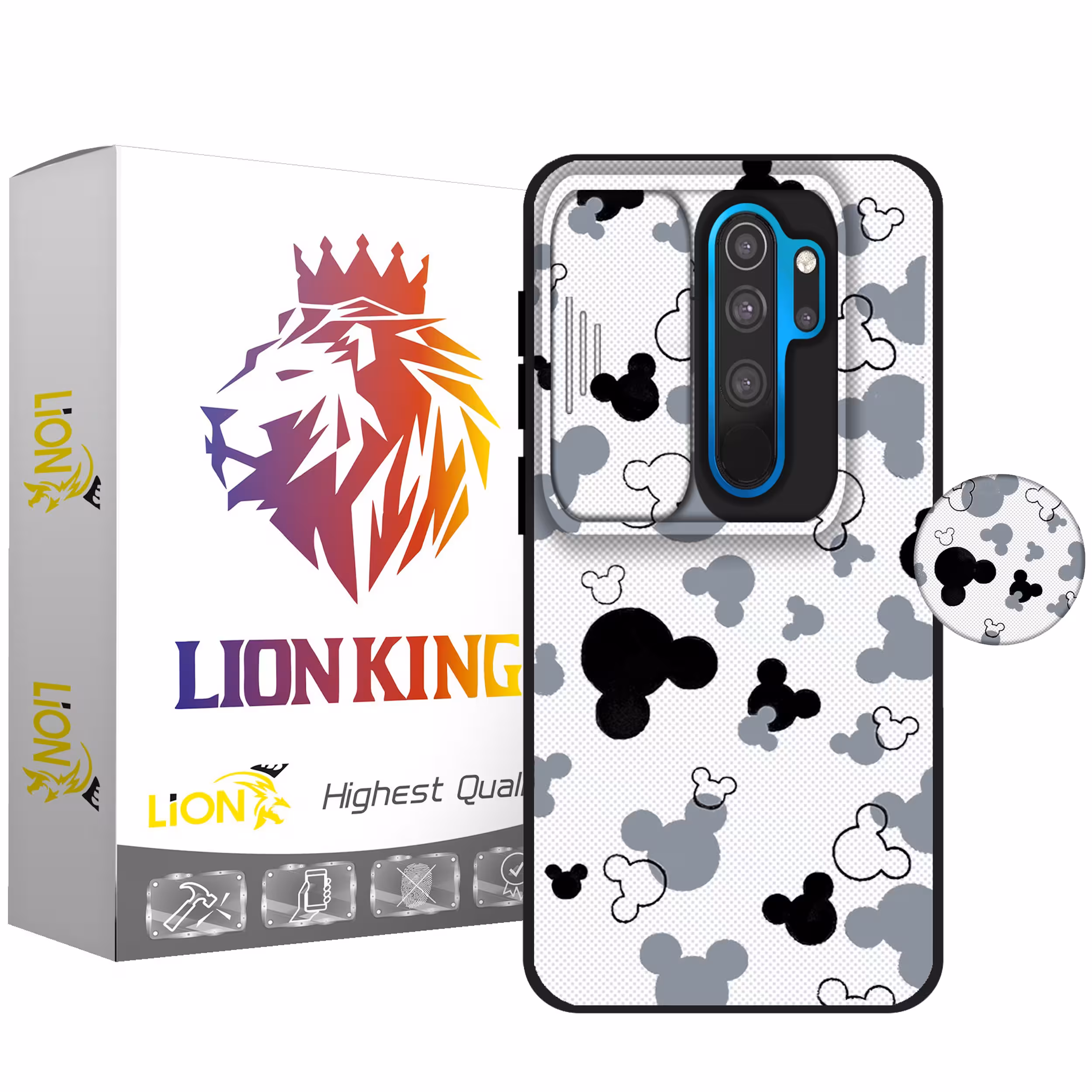 کاور لاین کینگ مدل KalehMiki J2 مناسب برای گوشی موبایل شیایومی Redmi Note 8 Pro به همراه پایه نگهدارنده