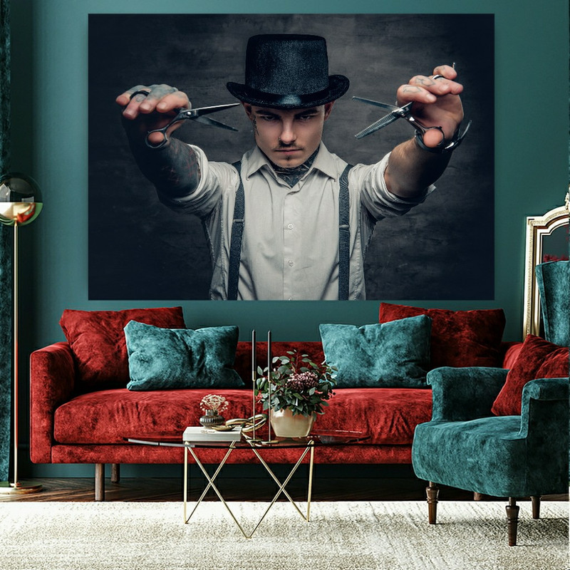 تابلو شاسی طرح آرایشگاه مردانه مدل SDB3934 | دنیای قاب