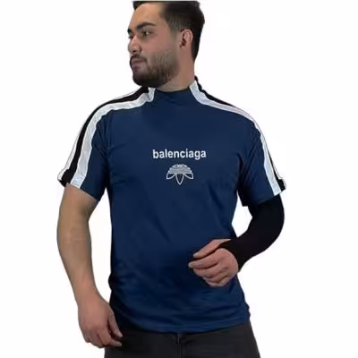 تیشرت آستین کوتاه مردانه آبی طرح آدیداس