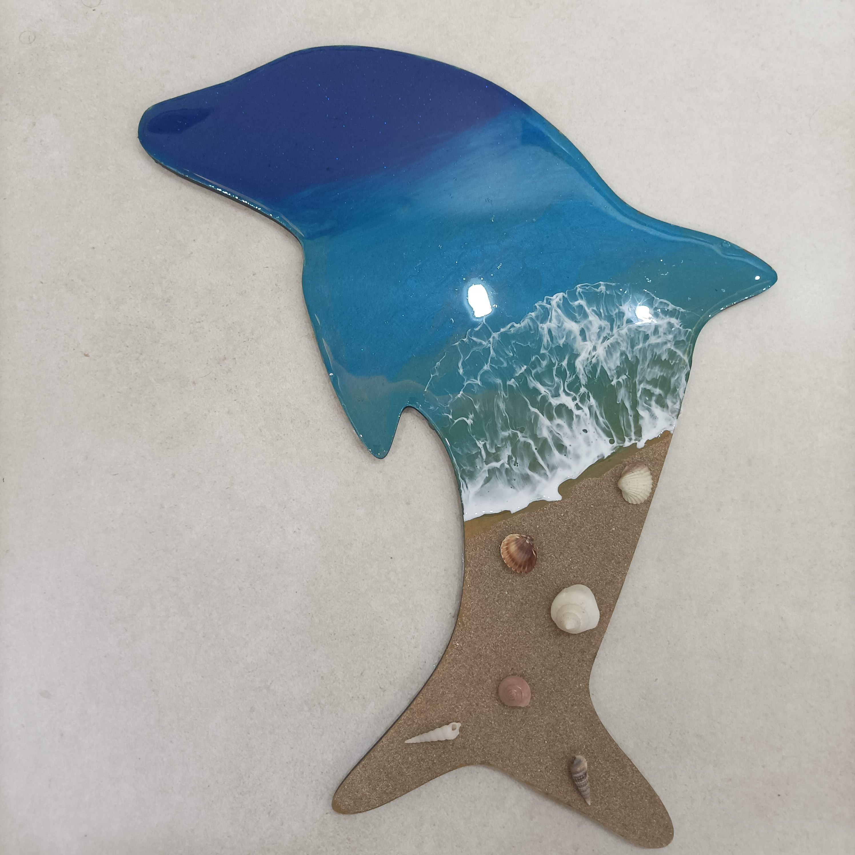 تابلو رزین دلفین 32سانتی طرح دریا 