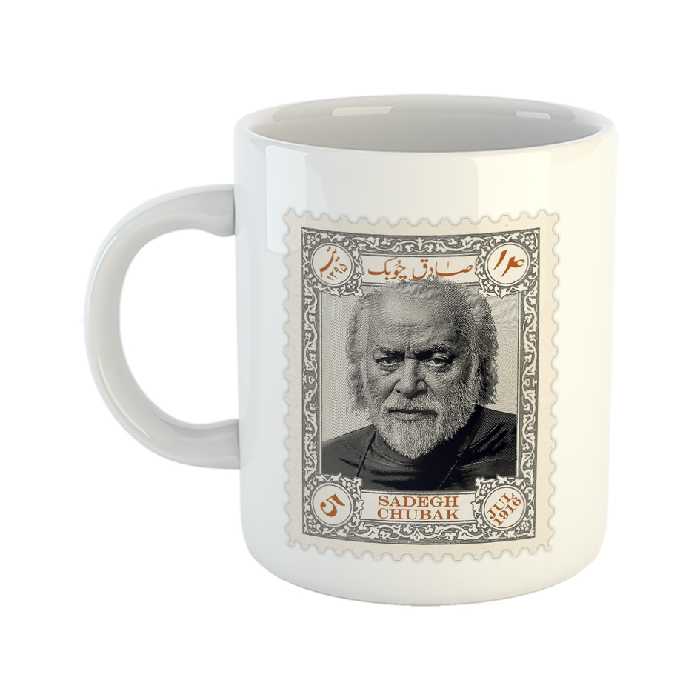 ماگ طرح تمبر یادبود مدل صادق چوبک