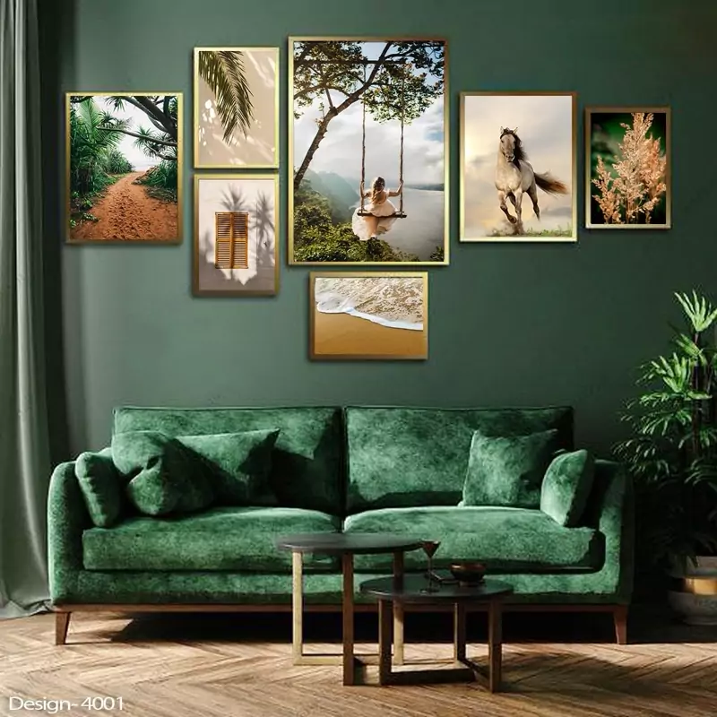 تابلو دکوراتیو  فارق از هیاهو هفت تیکه نامنظم چهارعدد 20در30و دو عدد 30در40و یک عدد40 در 60 | دنیای قاب