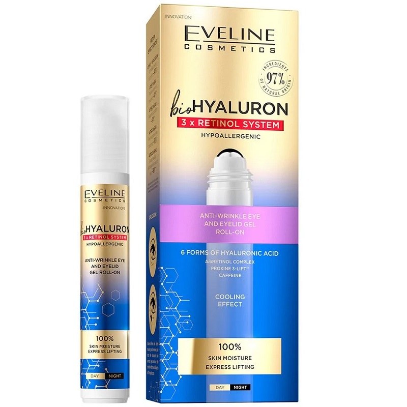 کرم دورچشم اولاین رولی ضدچروک و ضدپیری عمیق دورچشم Evelinen Bio Hyaluron 3 x Ret