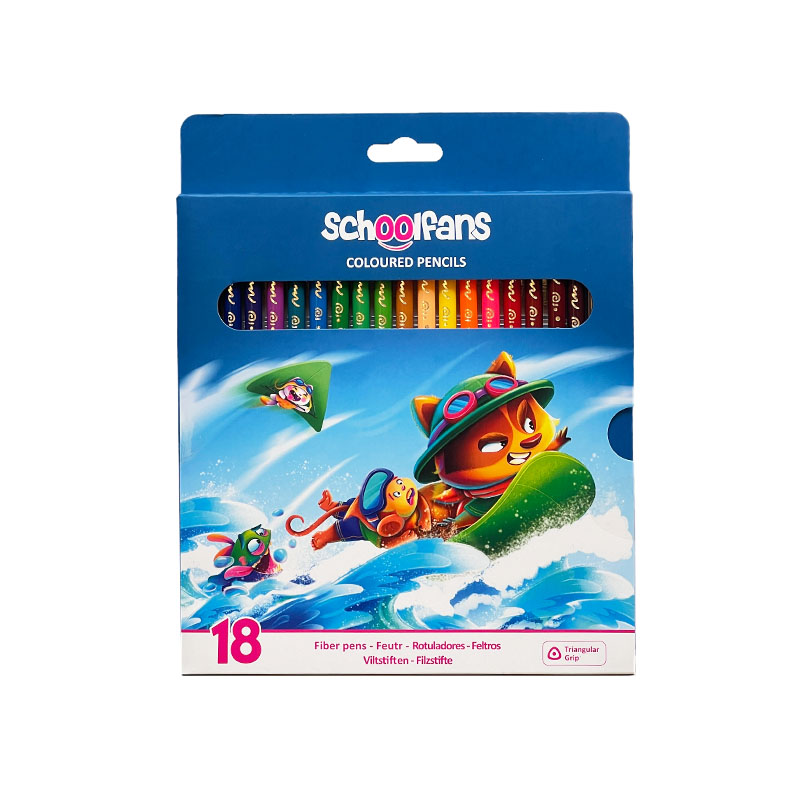 مداد رنگی 18 رنگ جعبه مقوایی اسکول فنس