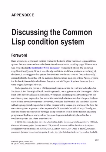 خرید و دانلود نسخه کامل کتاب The Common Lisp Condition System, Appendix E: Discussing the Common Lisp condition system