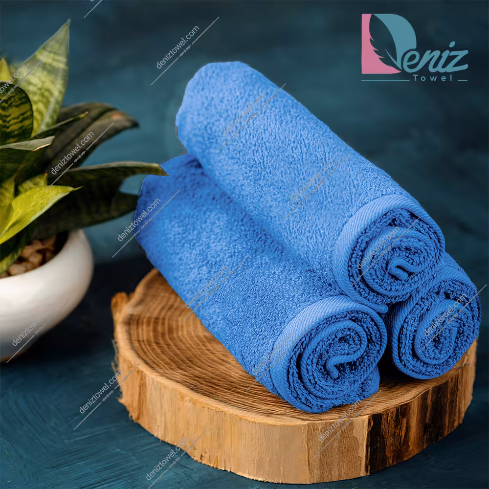 حوله دستی بسته سه عددی ساده رنگ آبی روشن