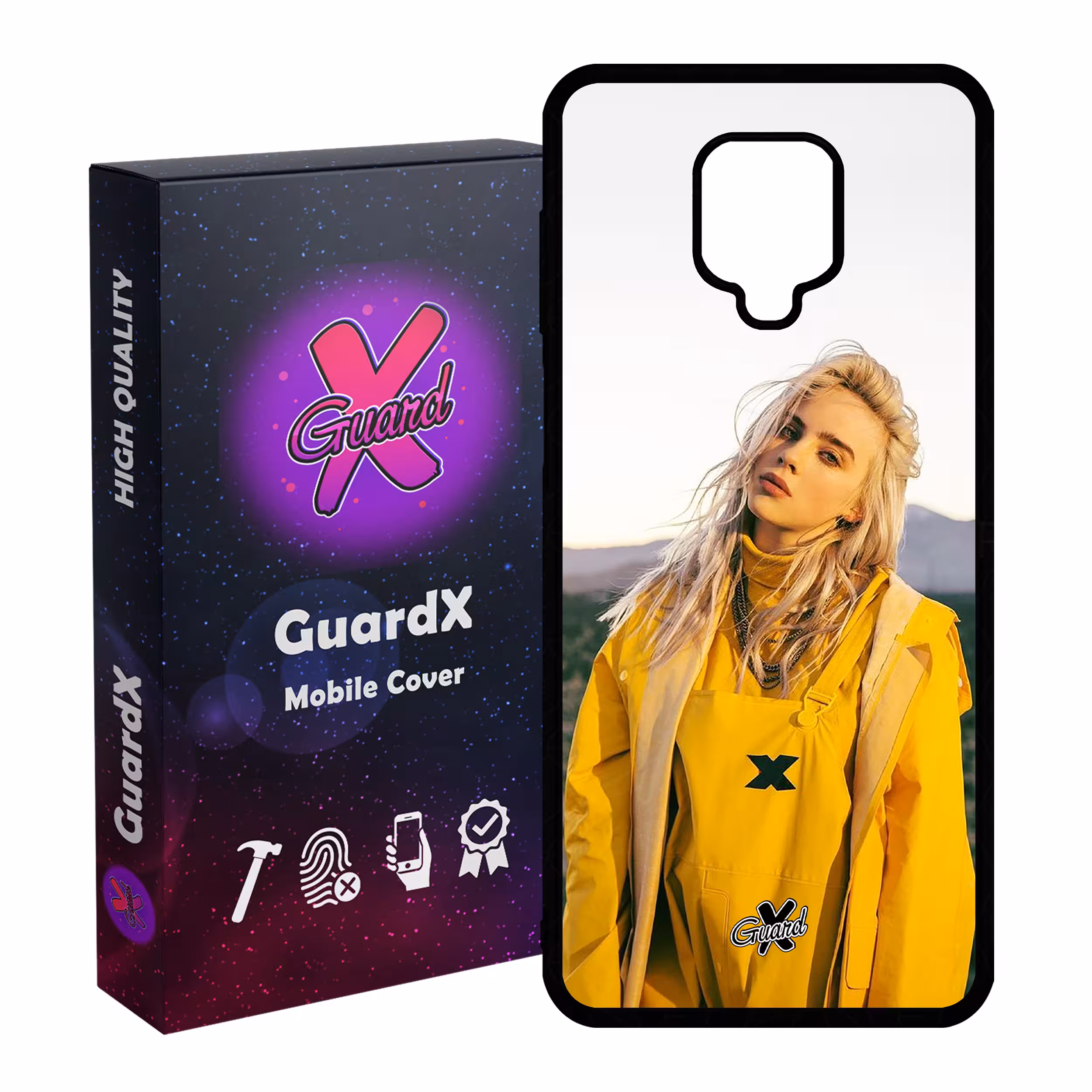 کاور گارد ایکس طرح Billie Eilish مدل Glass10227 مناسب برای گوشی موبایل شیائومی Redmi Note 9S / Note 9 Pro / Note 9 Pro Max