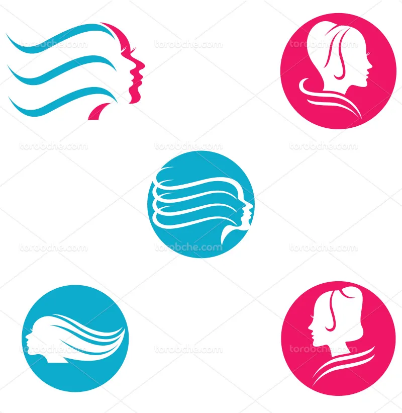 وکتور لوگو سالن زیبایی صورتی و آبی | گرافیک با طعم تربچه