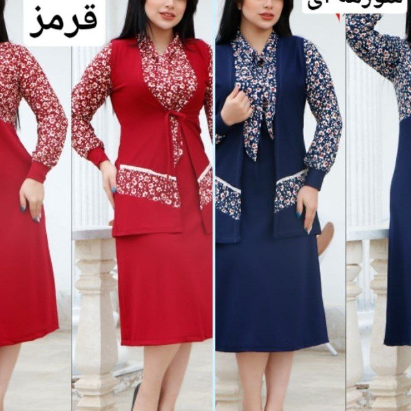 تونیک دو تیکه زنانه مدل گلریز جنس کرپ پلاس ارسال رایگان