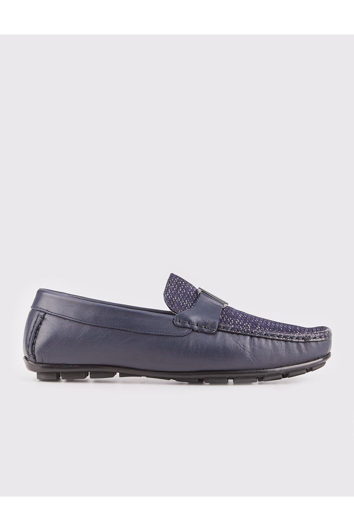 لوفر آبی مردانه چرم واقعی با کفش های دریایی مبتنی بر لاستیک Cabani