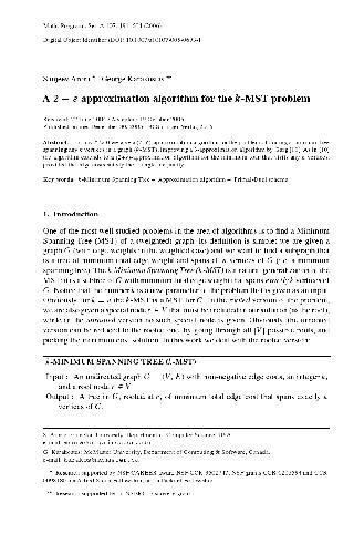 خرید و دانلود نسخه کامل کتاب A 2   approximation algorithm for the k-MST problem