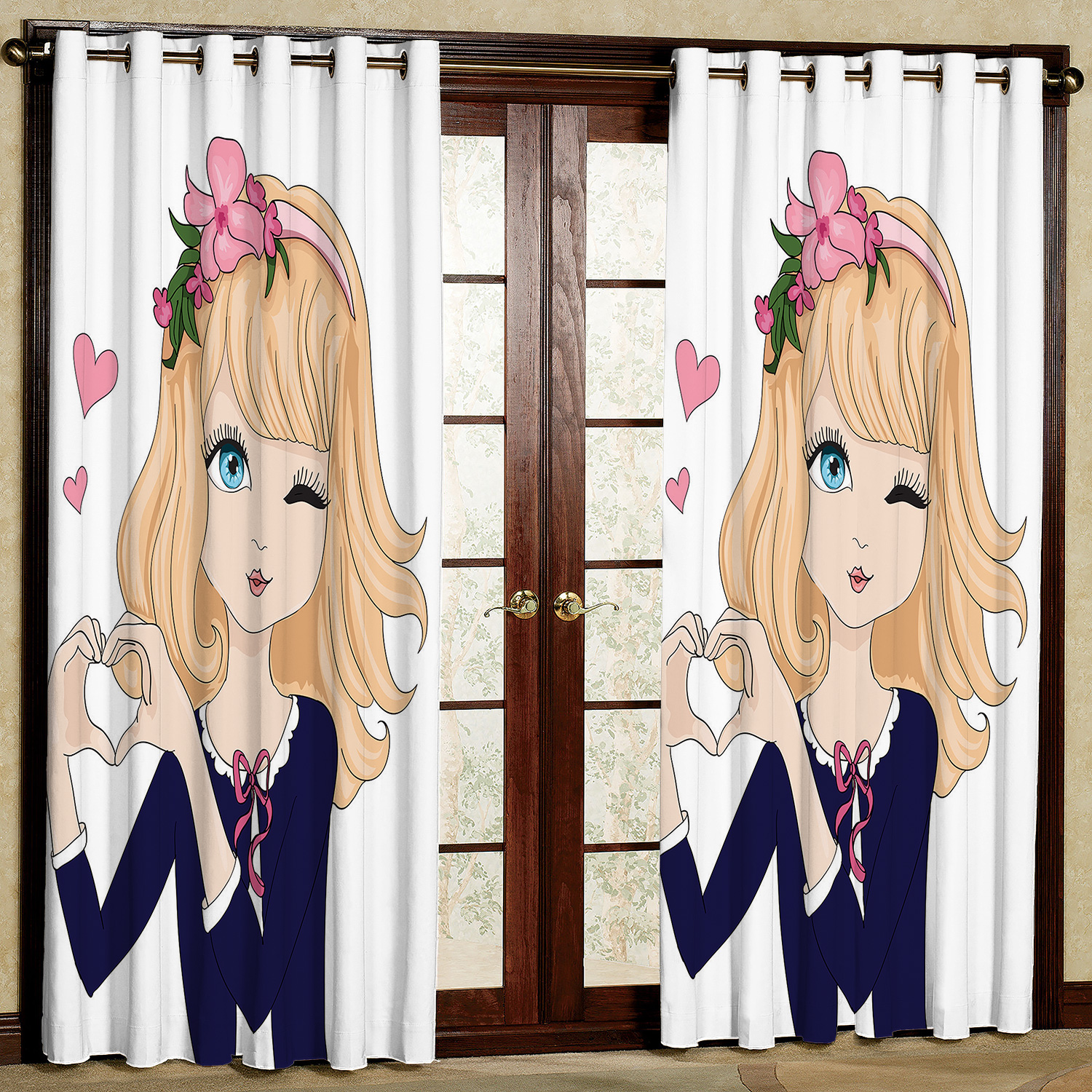 پرده مدل دختر مخمل پانچی کد 22 سایز 140x280 سانتی متر