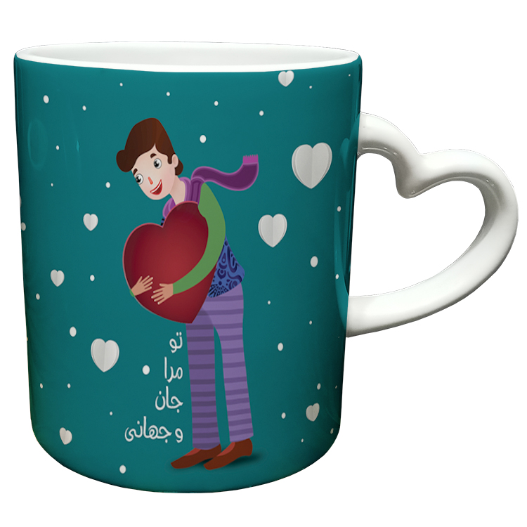 ماگ مدل دسته قلبی طرح عاشقانه کد 60