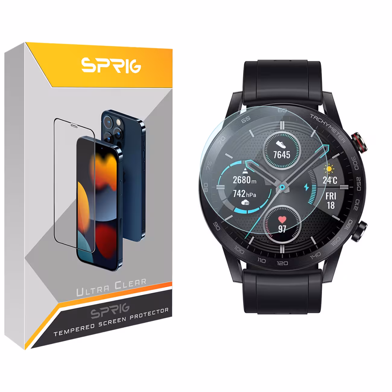 محافظ صفحه نمایش شیشه ای اسپریگ مدل SPG مناسب برای ساعت هوشمند آنر Magic Watch 2 46mm