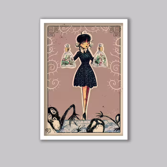 تابلو مدل ونزدی آدامز Wednesday Addams کد LA-G10819 | دنیای قاب