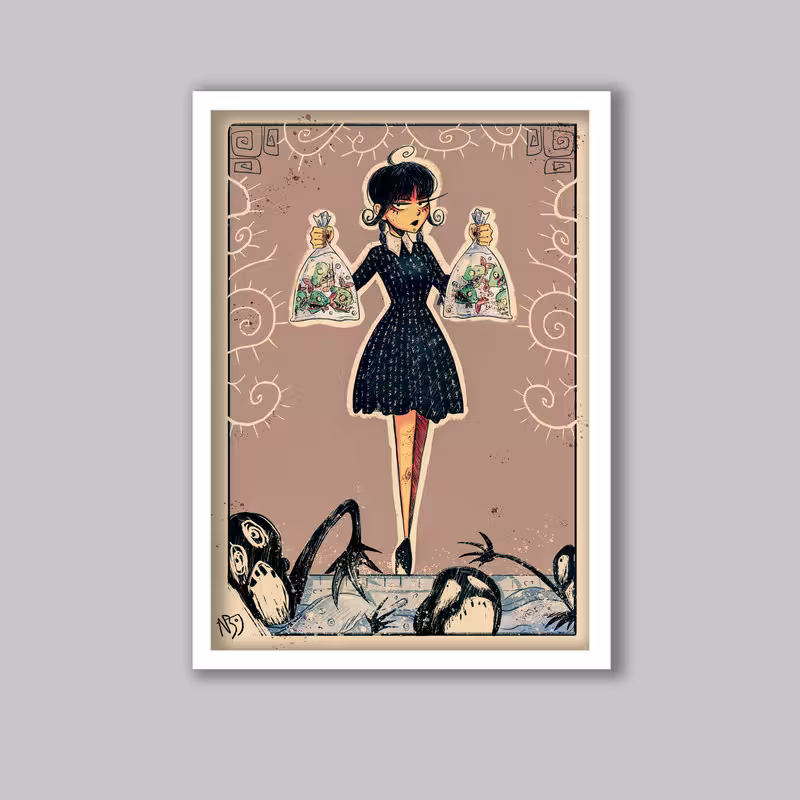 تابلو مدل ونزدی آدامز Wednesday Addams کد LA-G10819 | دنیای قاب