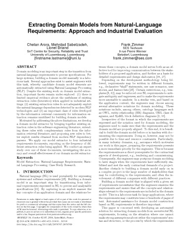 خرید و دانلود نسخه کامل کتاب Extracting Domain Models from Natural-Language Requirements: Approach and Industrial Evaluation