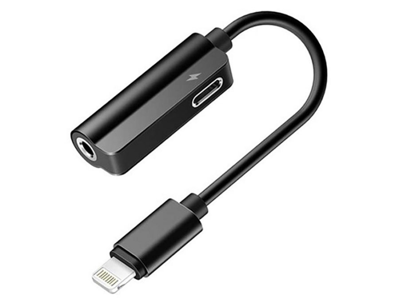 مبدل لایتنینگ به لایتنینگ و جک 3.5 میلیمتری صدا راک Rock Lightning Metal Charge &amp;amp; Audio 2in1 RCB0587