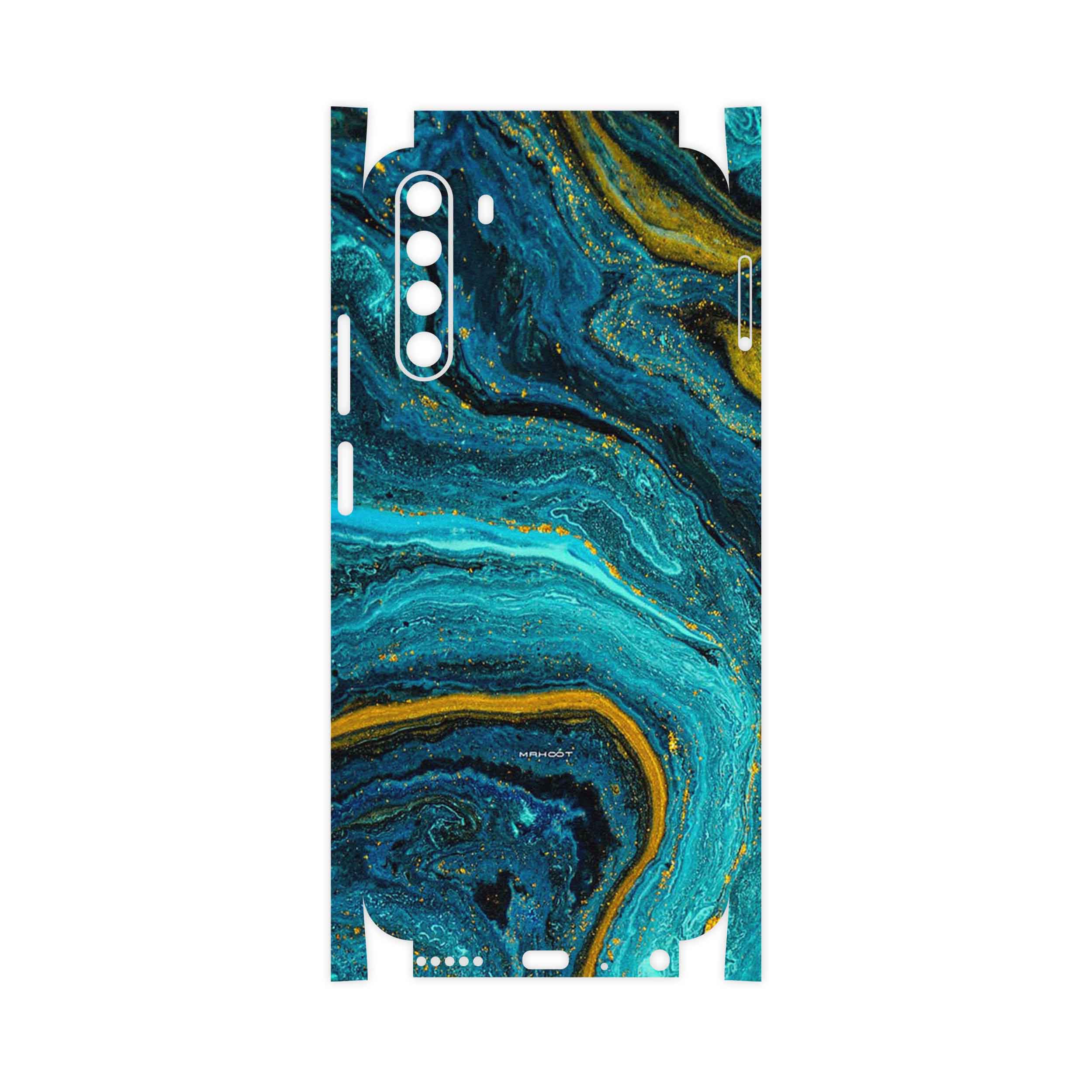 برچسب پوششی ماهوت مدل Turquoise marblewith golden streaks-FullSkin مناسب برای گوشی موبایل جی پلاس X10