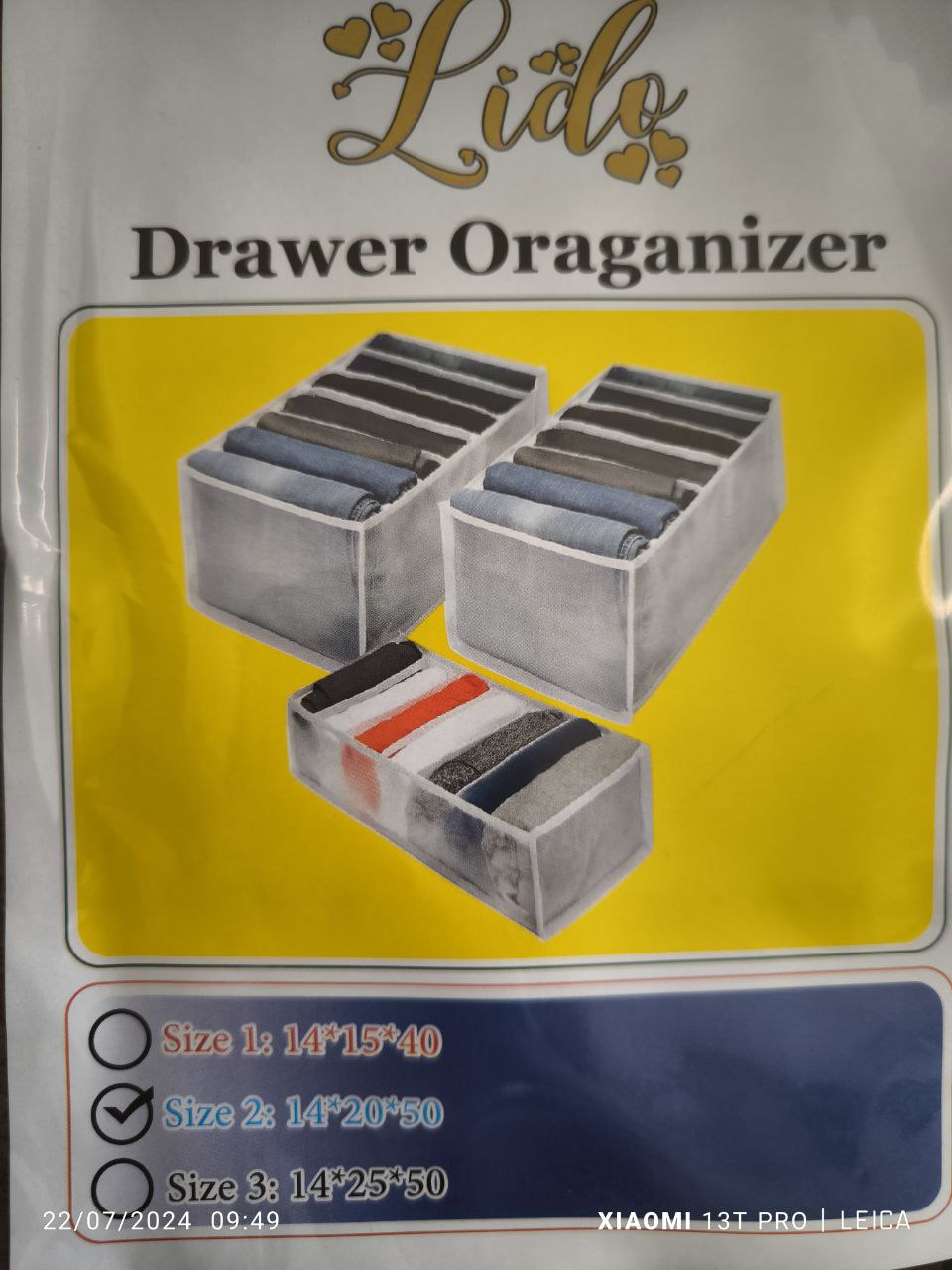 نظم دهنده پارچه ای کشو سایز دو