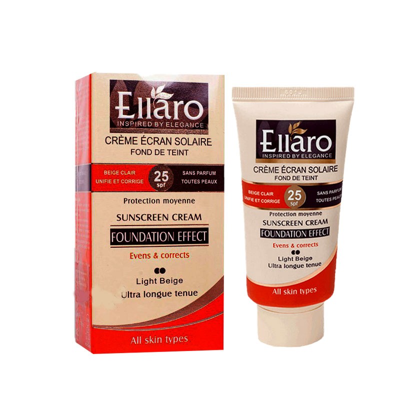 کرم ضد آفتاب SPF25 کرم پودری مناسب انواع پوست بژ روشن الارو 40 میل