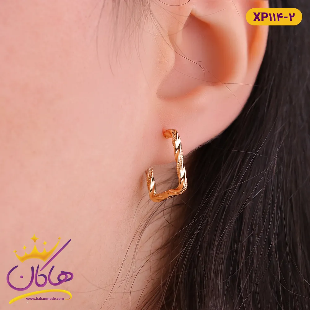 گوشواره حلقه ای مستطیل پیچی | کد Xuping XP 114/2