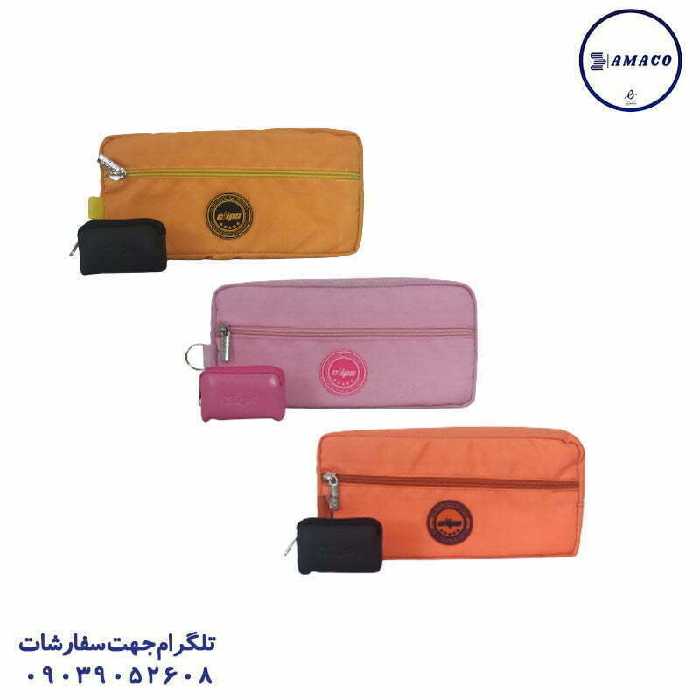 جامدادی 3 زیپ تور و چرم 6956 کلیپس