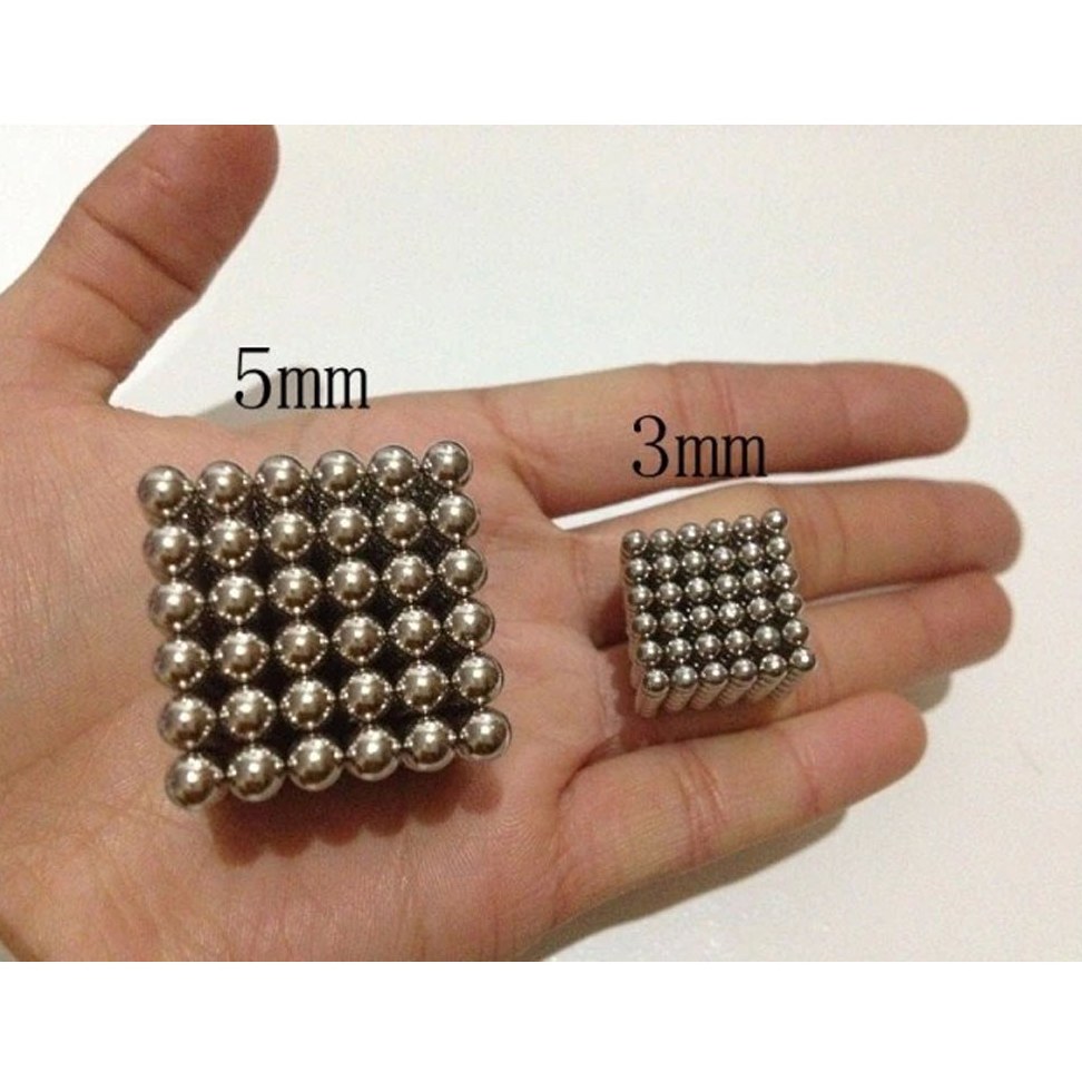 نئو کیوب (باکی بال) آهنربا نئودیمیوم سوپرمگنت کروی 5mm باکس 216 عددی نقره ای