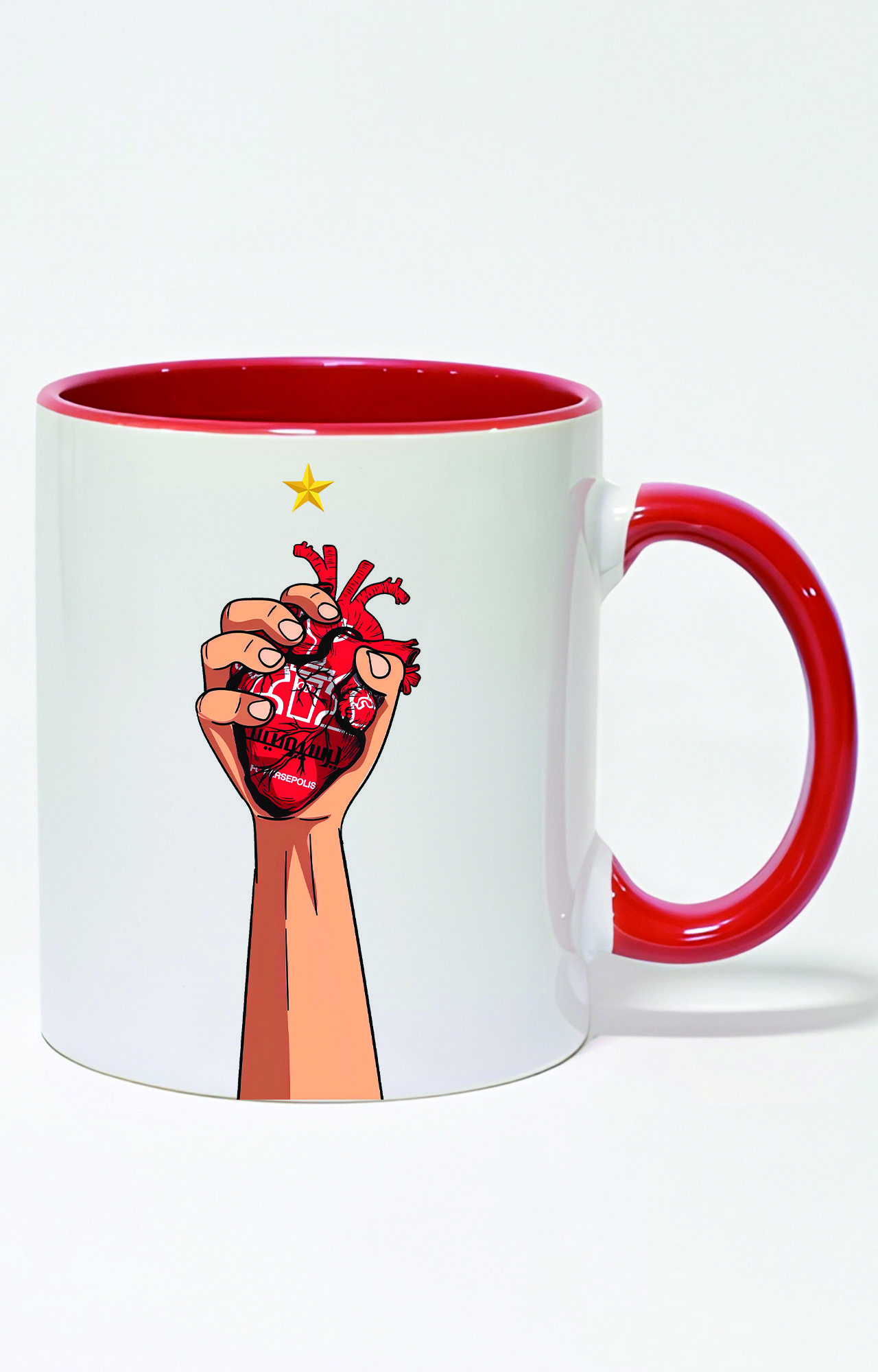 ماگ دسته و داخل رنگی طرح پرسپولیس قلب کد 3462