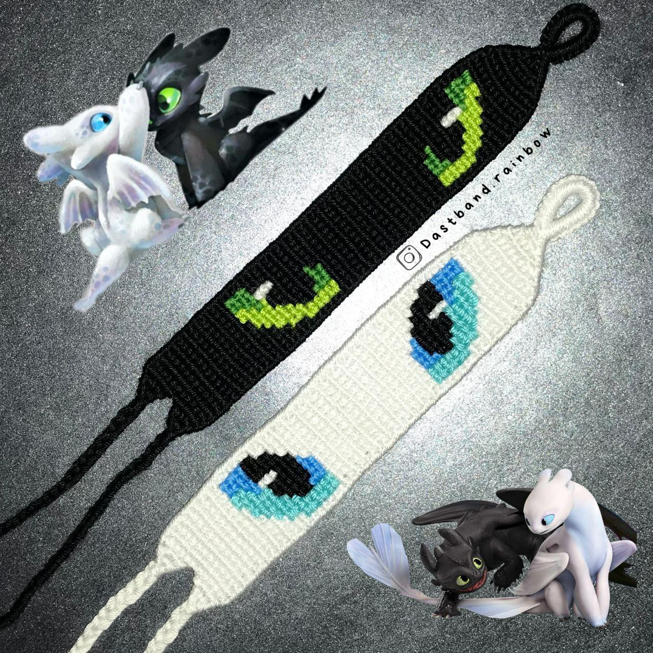 دستبند بافتنی خشم شب یا بی دندون مشکی و سفید