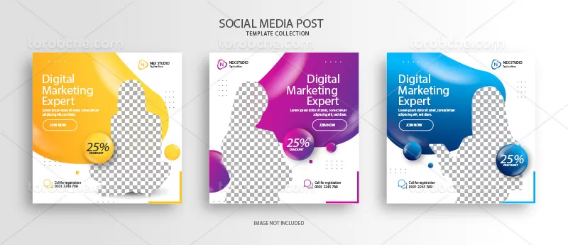 وکتور ست بنر اینستاگرام | گرافیک با طعم تربچه