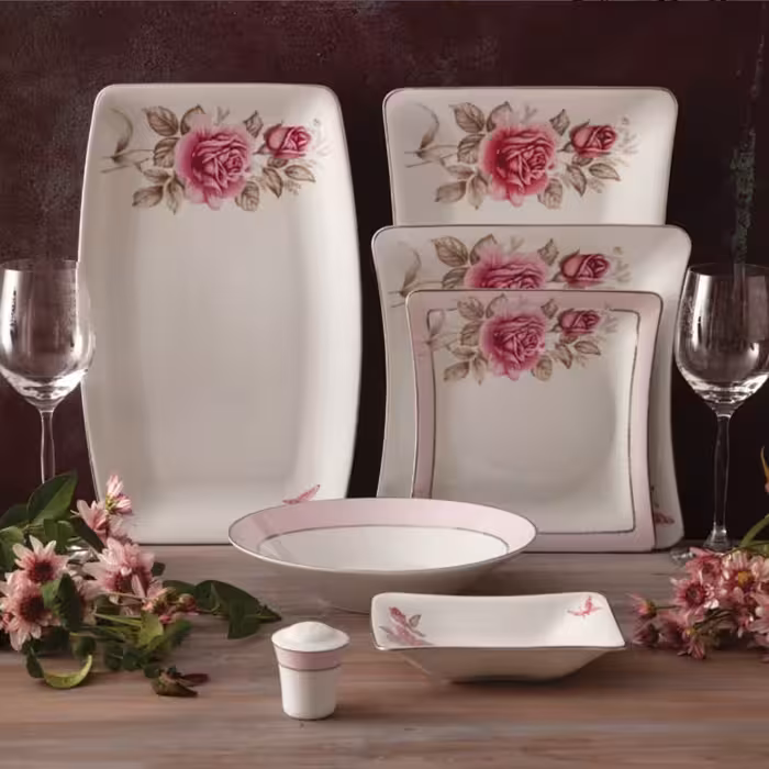 سرویس چینی زرین رزفلاور (درجه عالی) 30 پارچه 6 نفره وینچی - ارسال بصورت پسکرایه