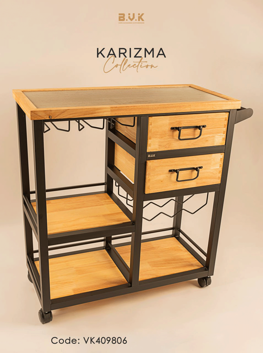 میز بار دو کشو بی وی کی چوب روشن کد 409806